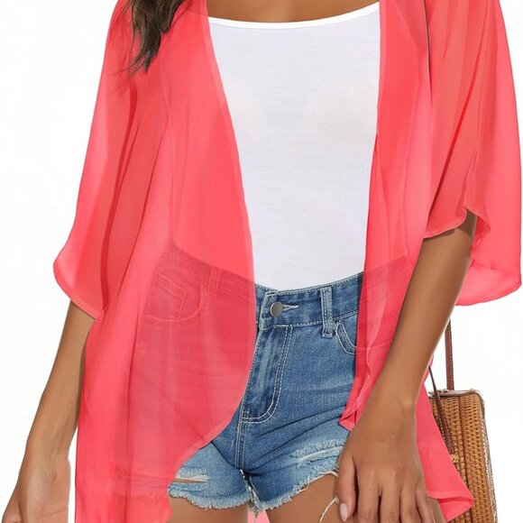 Jewelry - Womens Kimono Cardigans Beach Cover ups Swimwear Puff Sleeve Loose Casual Summer